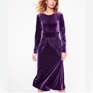 Boden | Thea Velvet Midi Dress Viola Purple Party New Year’s Eve 16-18L 20-22L